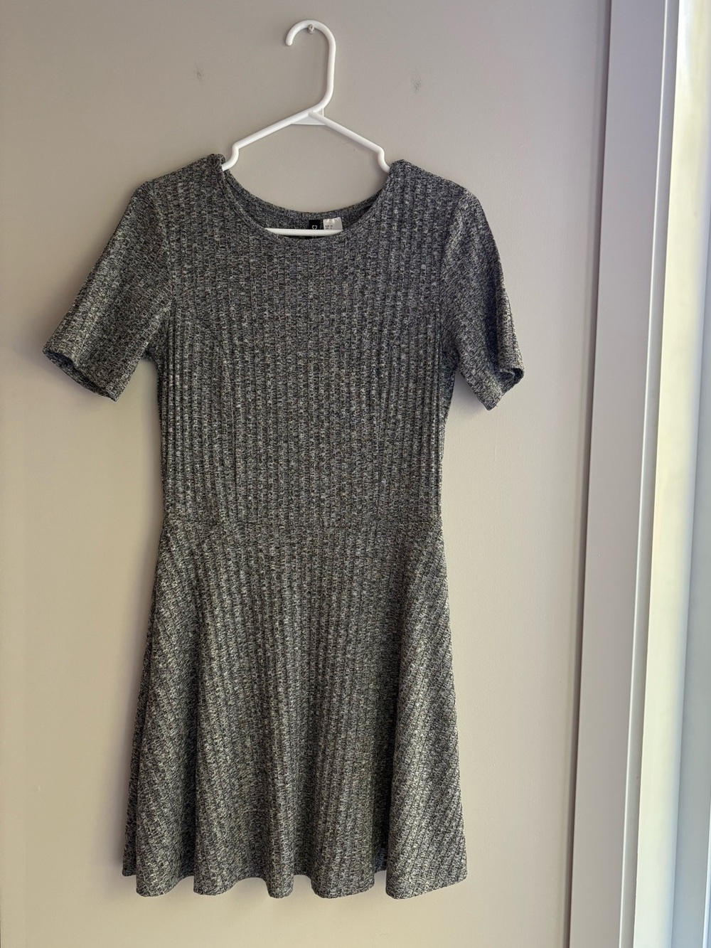 Gray Ribbed Knit Fit-and-Flare Dress from H&M